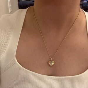 18k Real Gold Two Toned Necklace with Heart Pendant